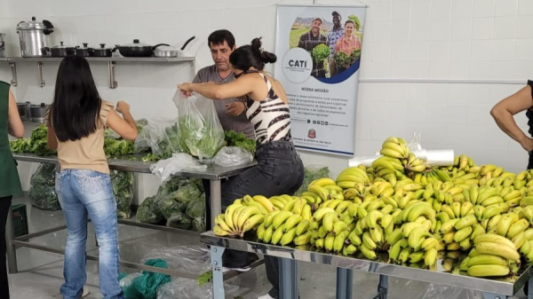Entrega das cestas em Lucelia (Cedida/CATI).