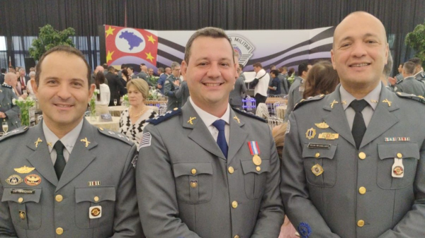 Capitao PM Ederson, capitao PM Bressan e tenente-coronel PM  Marcelo Cavalcante (Cedida/PM).